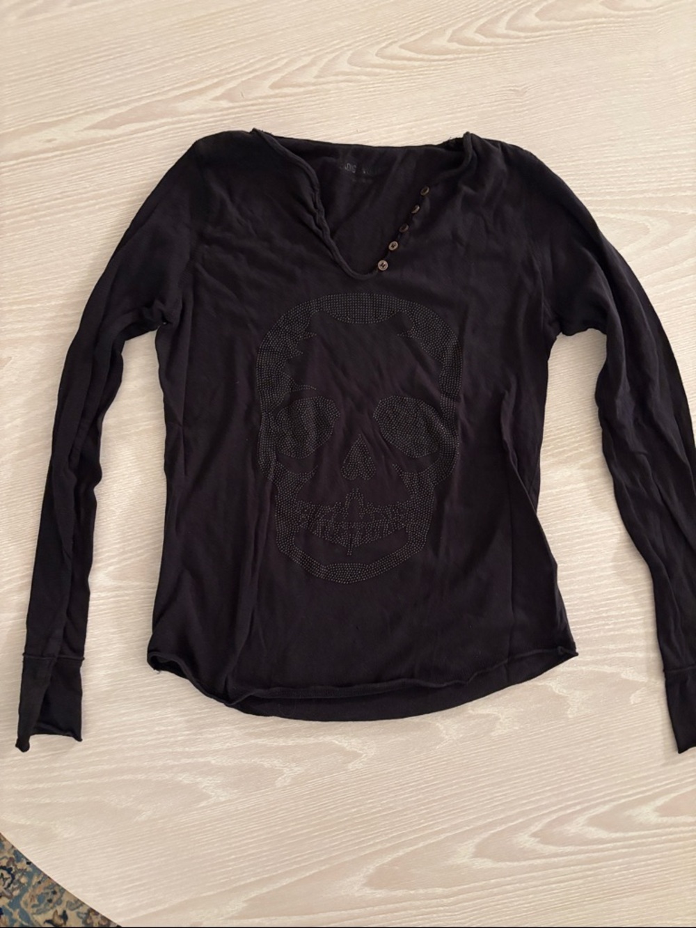 Zadig & Voltaire Black Long-Sleeve Skull Graphic Women’s Top